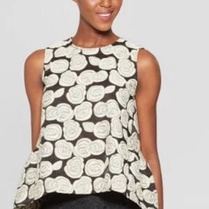 Who What Wear NWOT Black and Cream Floral Blouse